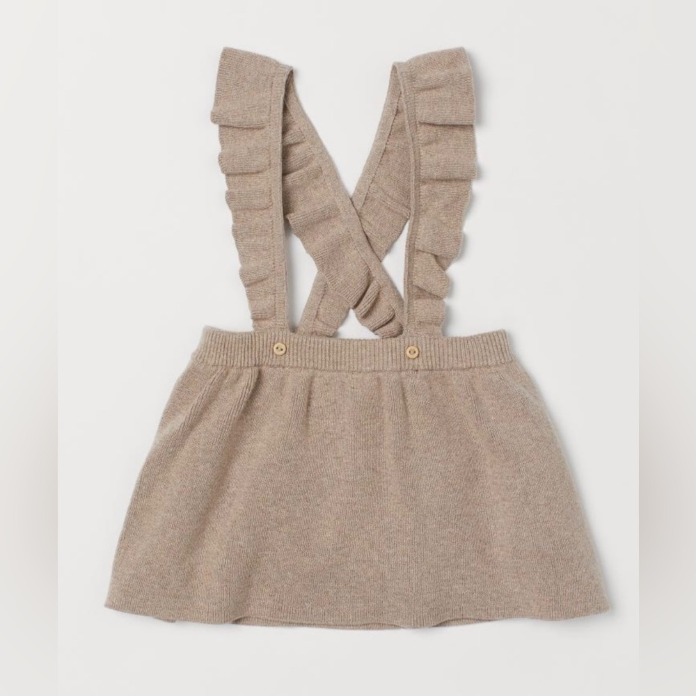 H&M Fine-knit Skirt with Straps - light beige - 100% cotton - size 3 - 4 years